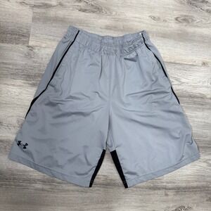 Under Armour Mens Athletic Shorts Loose Fit Gray Black Size Medium